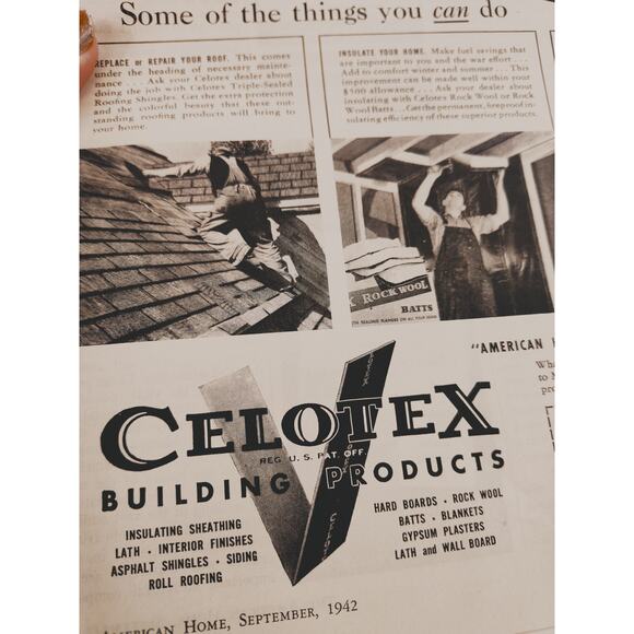 1942 Celotex Home Improvement Vintage Print Ad 1940s WWII Era Building Products - Picture 6 of 10